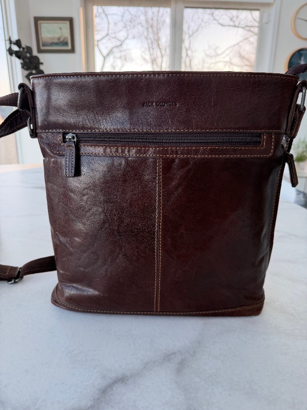 Jack Georges Brown Leather Crossbody Bag Voyager